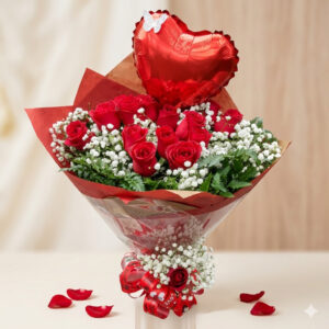 Buquê "Amor Eterno" - 12 Rosas Premium e Coração
